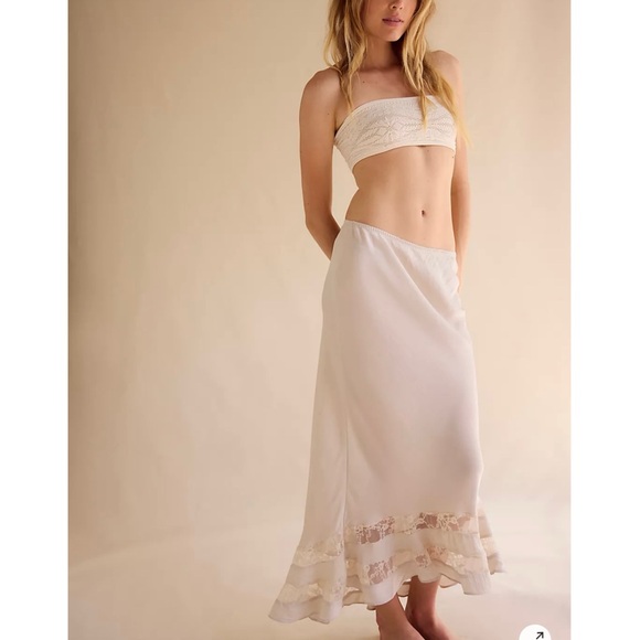 Free People Long Lost Lover Half Slip Elegant Cream midi skirt NEW - Picture 3 of 9